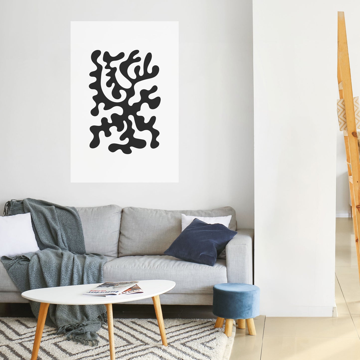Poster verticale staccabile e attaccabile CHARCOAL CASCADE