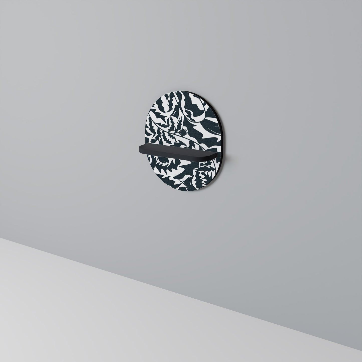 ETHEREAL ORNAMENT Oval Art Shelf In Black Finish