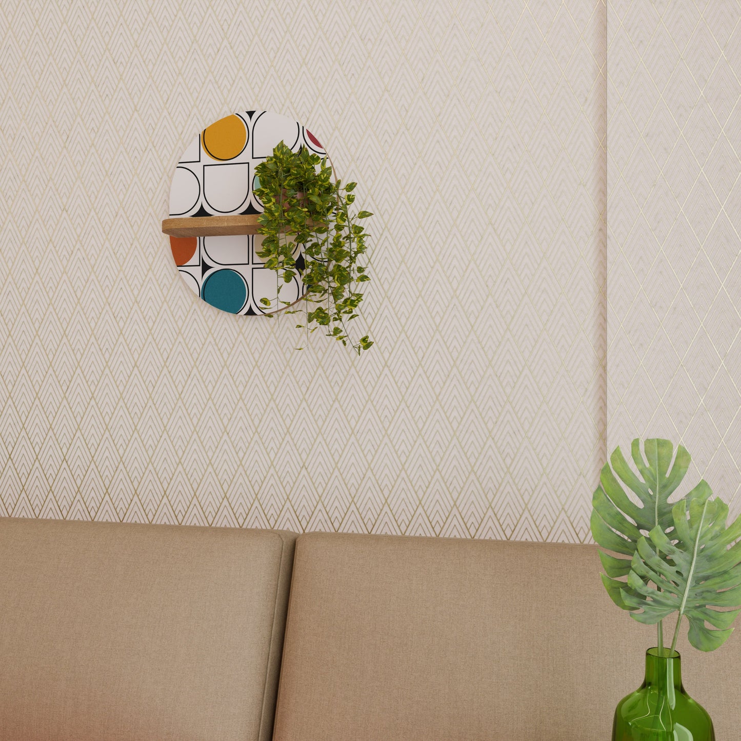 HUE HARMONY Mensola ovale per opere d'arte in effetto rovere