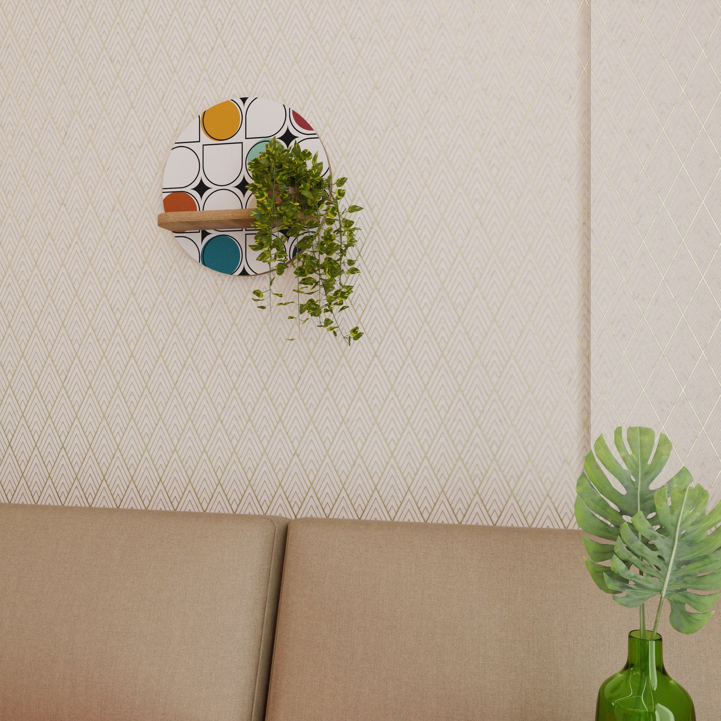 HUE HARMONY Mensola rotonda per arte in effetto rovere