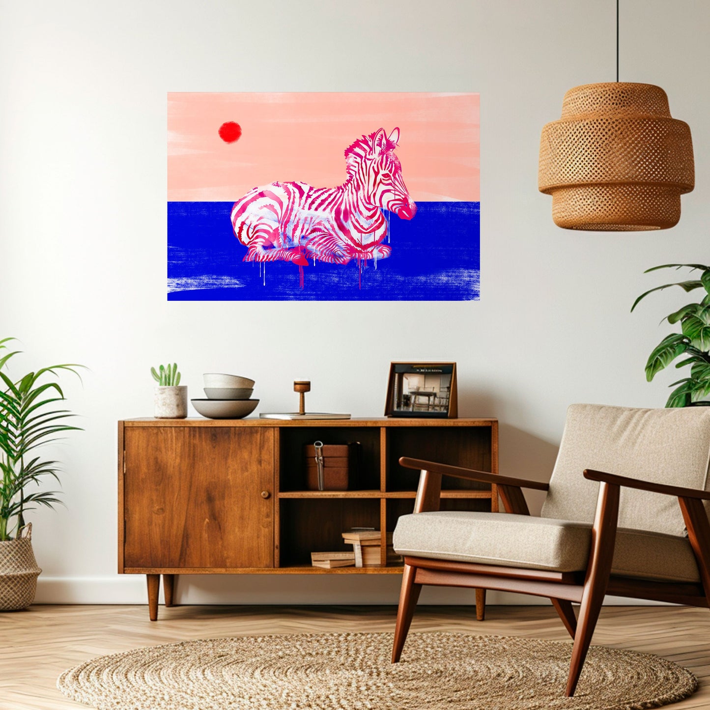 Poster orizzontale staccabile e attaccabile con fantasia zebra