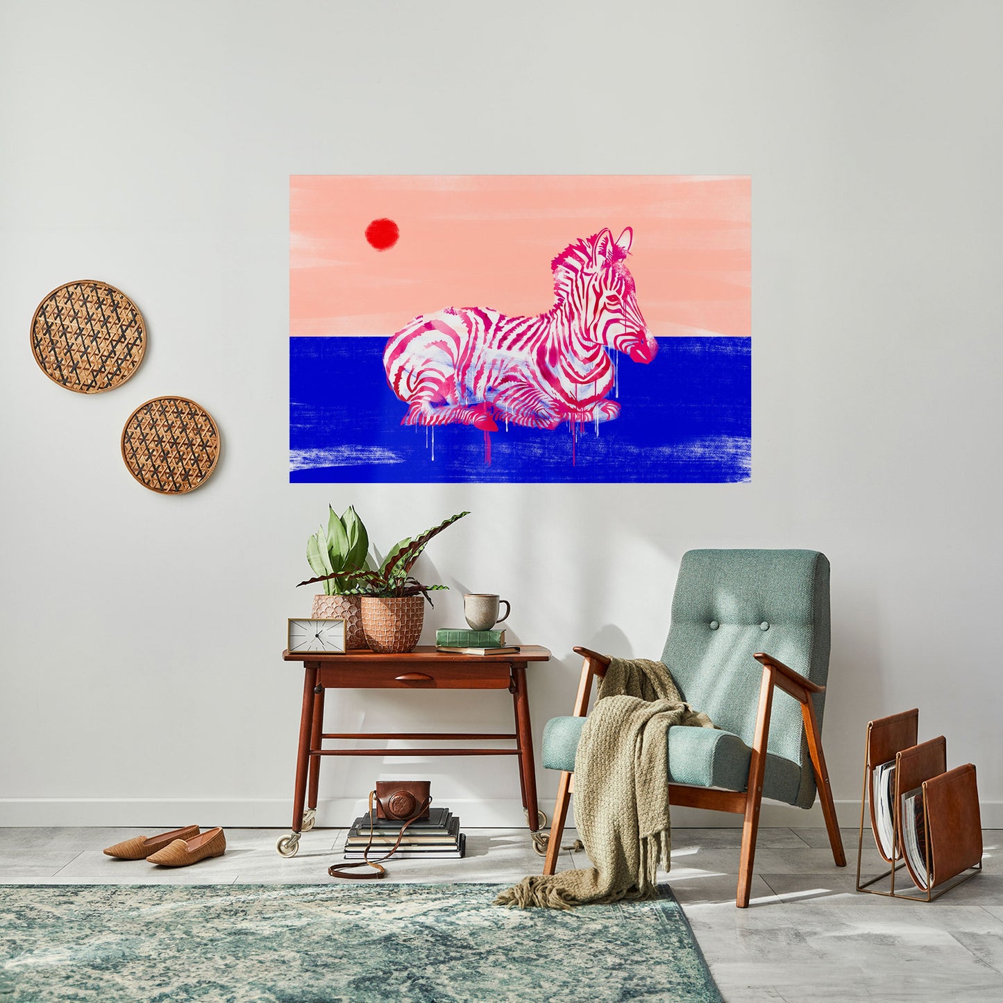 Poster orizzontale staccabile e attaccabile con fantasia zebra