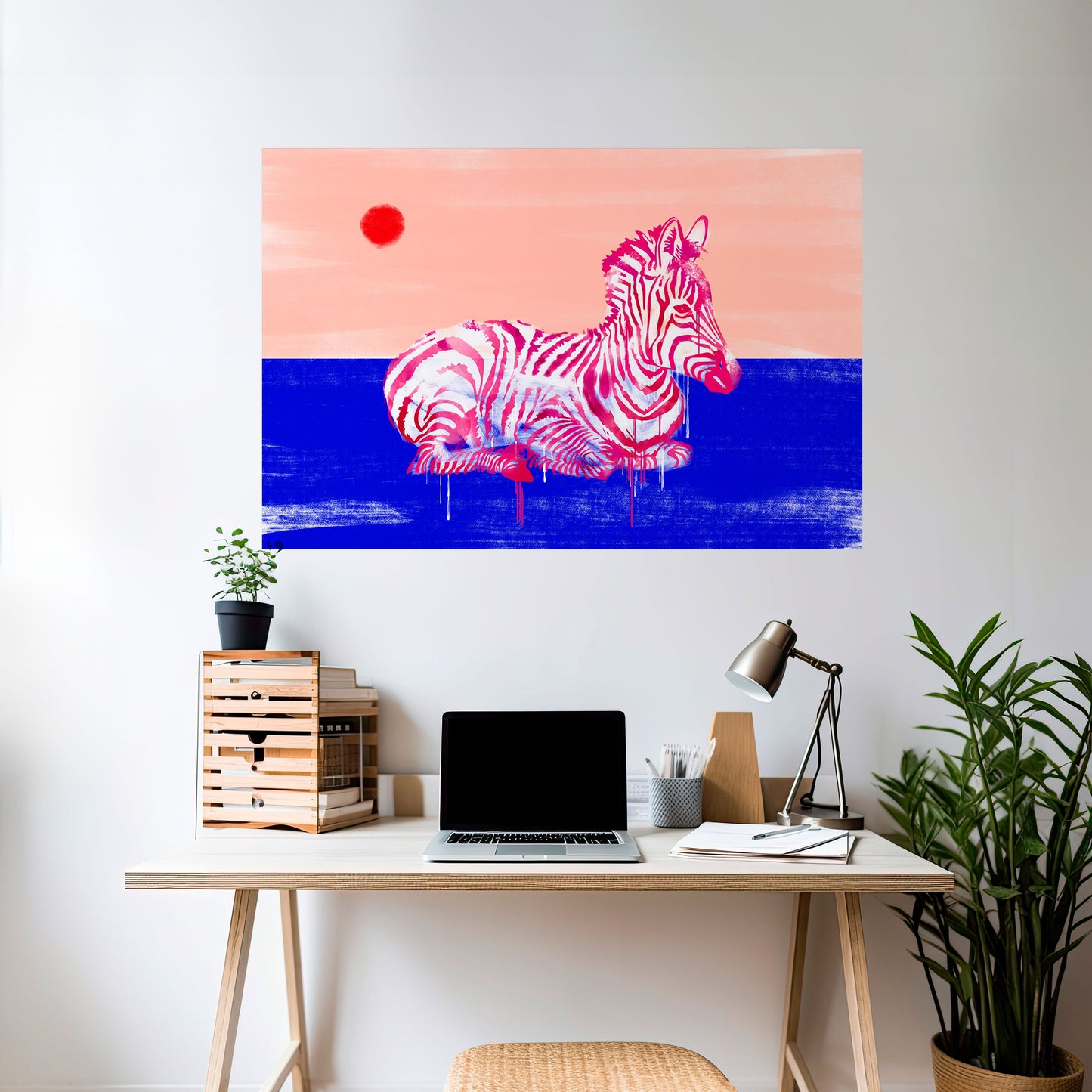 Poster orizzontale staccabile e attaccabile con fantasia zebra