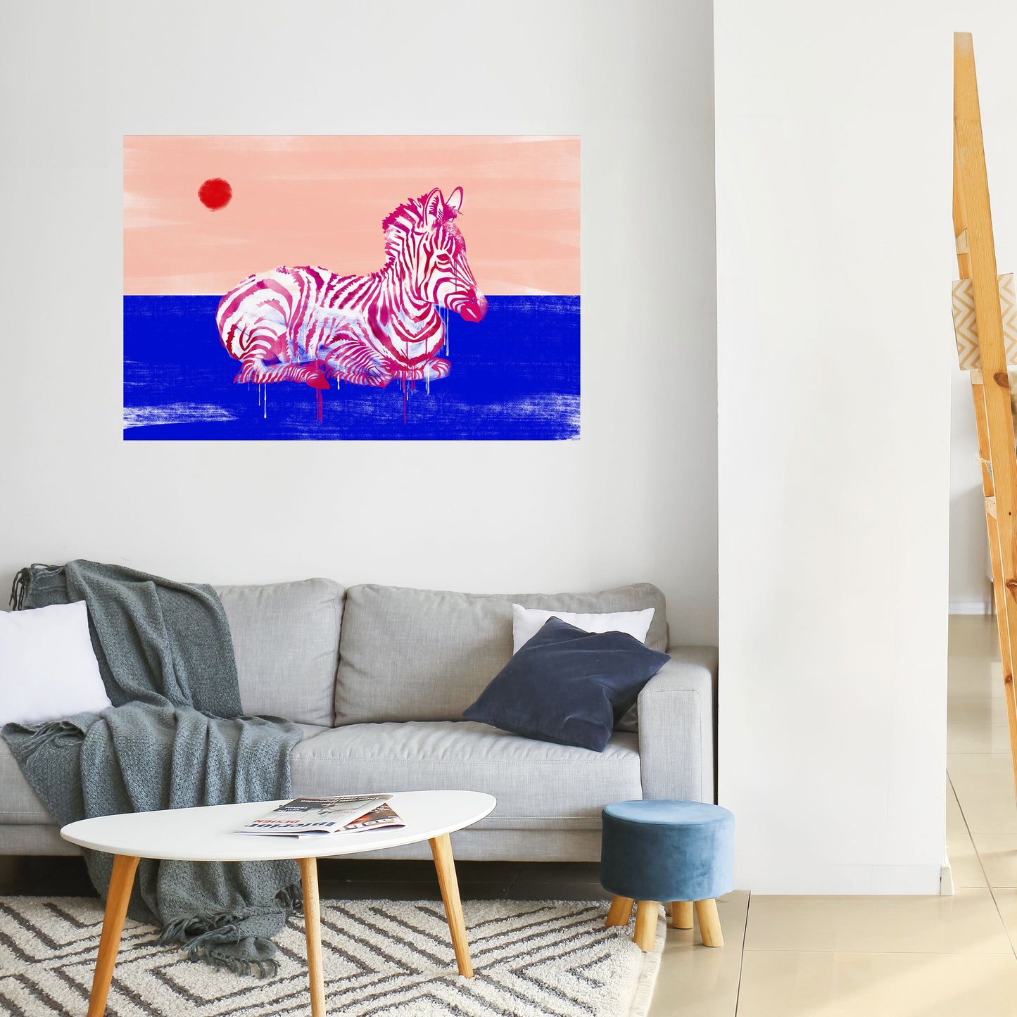 Poster orizzontale staccabile e attaccabile con fantasia zebra