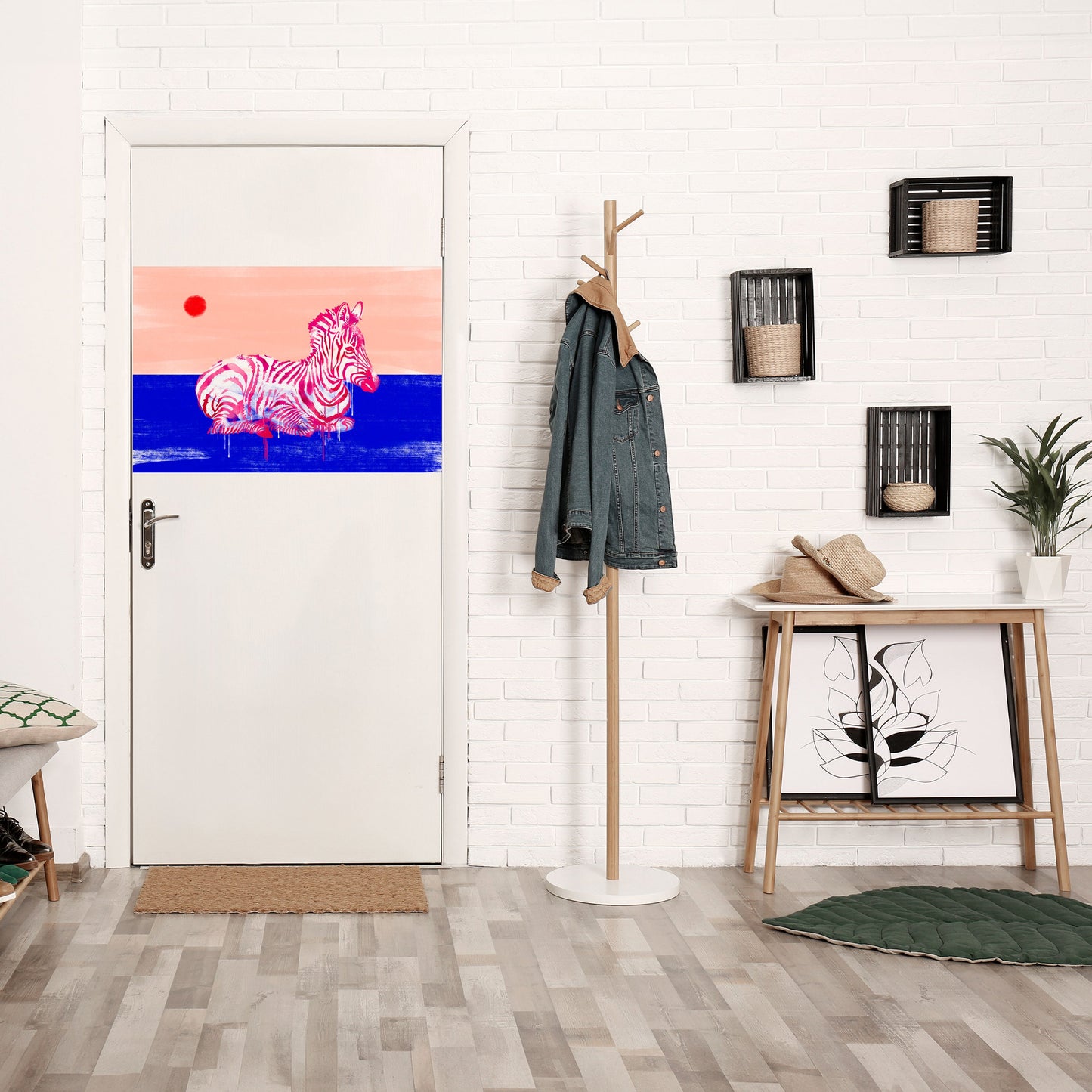 Poster orizzontale staccabile e attaccabile con fantasia zebra