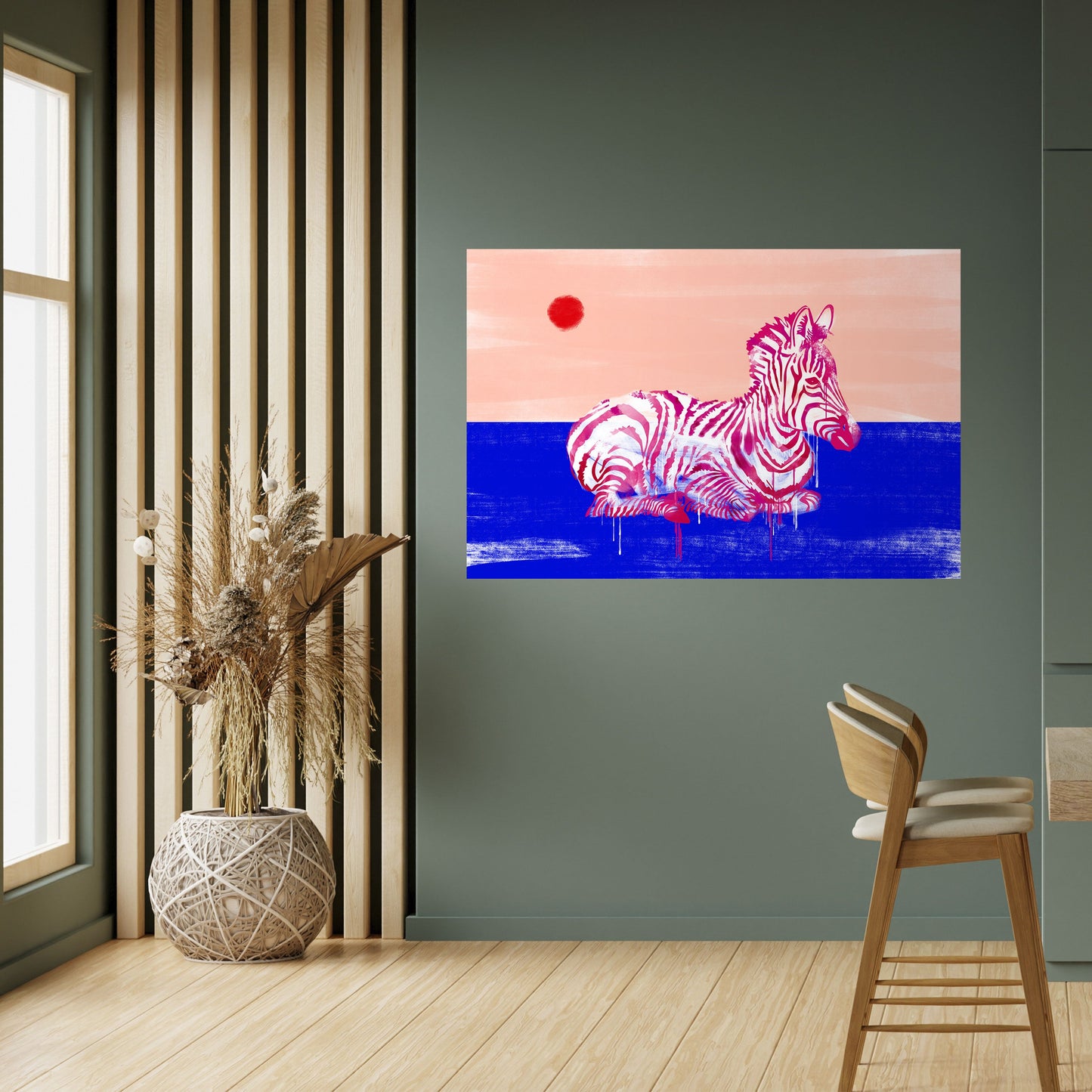 Poster orizzontale staccabile e attaccabile con fantasia zebra