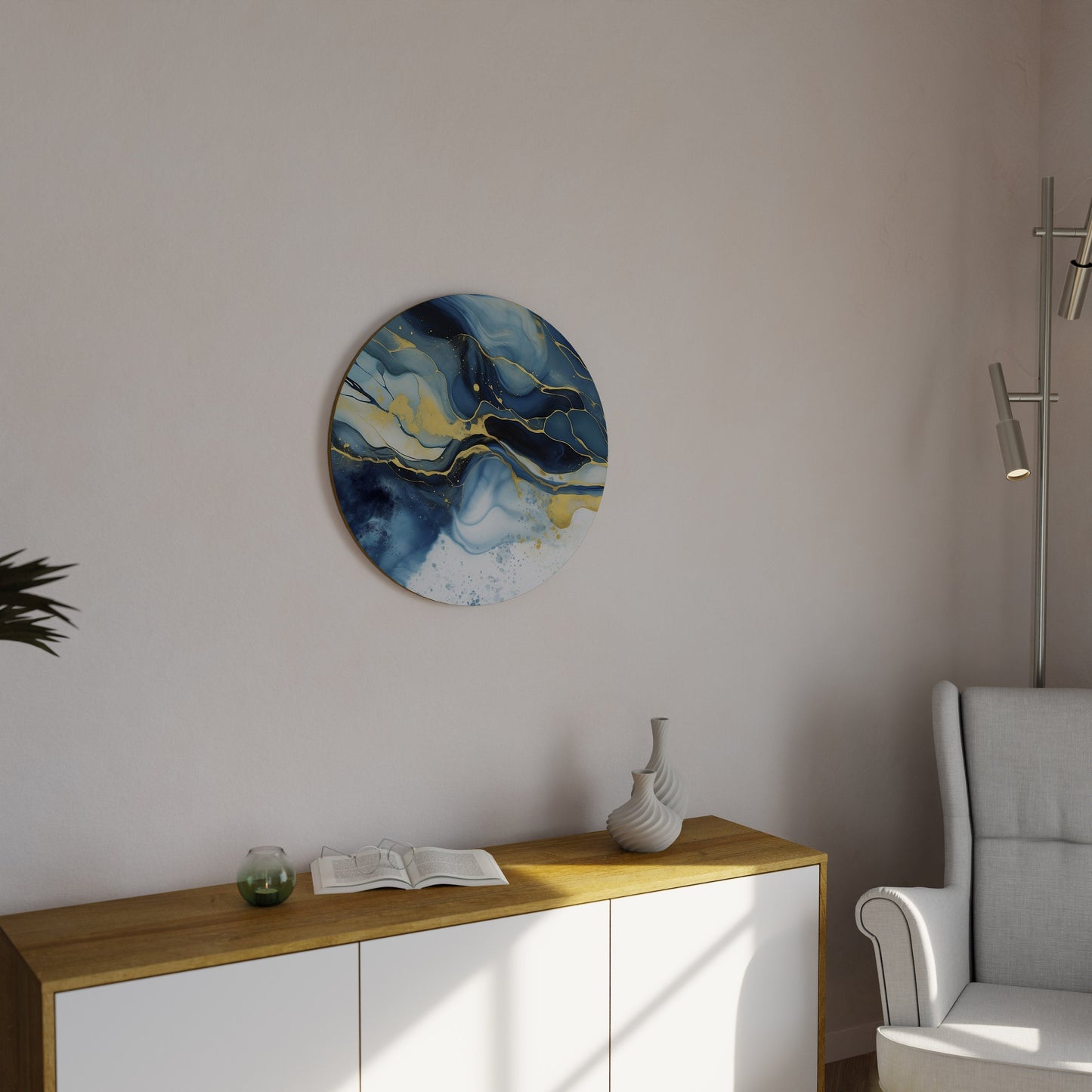 INKY MARBLE Round Wall Art