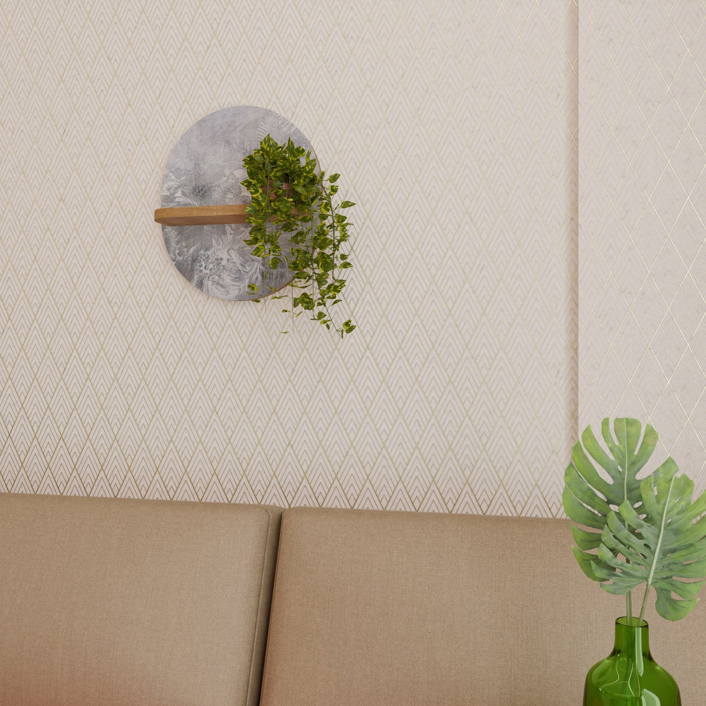 WHITE WHISPER Mensola ovale in effetto rovere