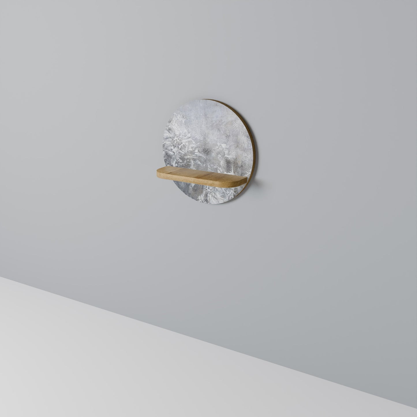 WHITE WHISPER Mensola rotonda per arte in effetto rovere