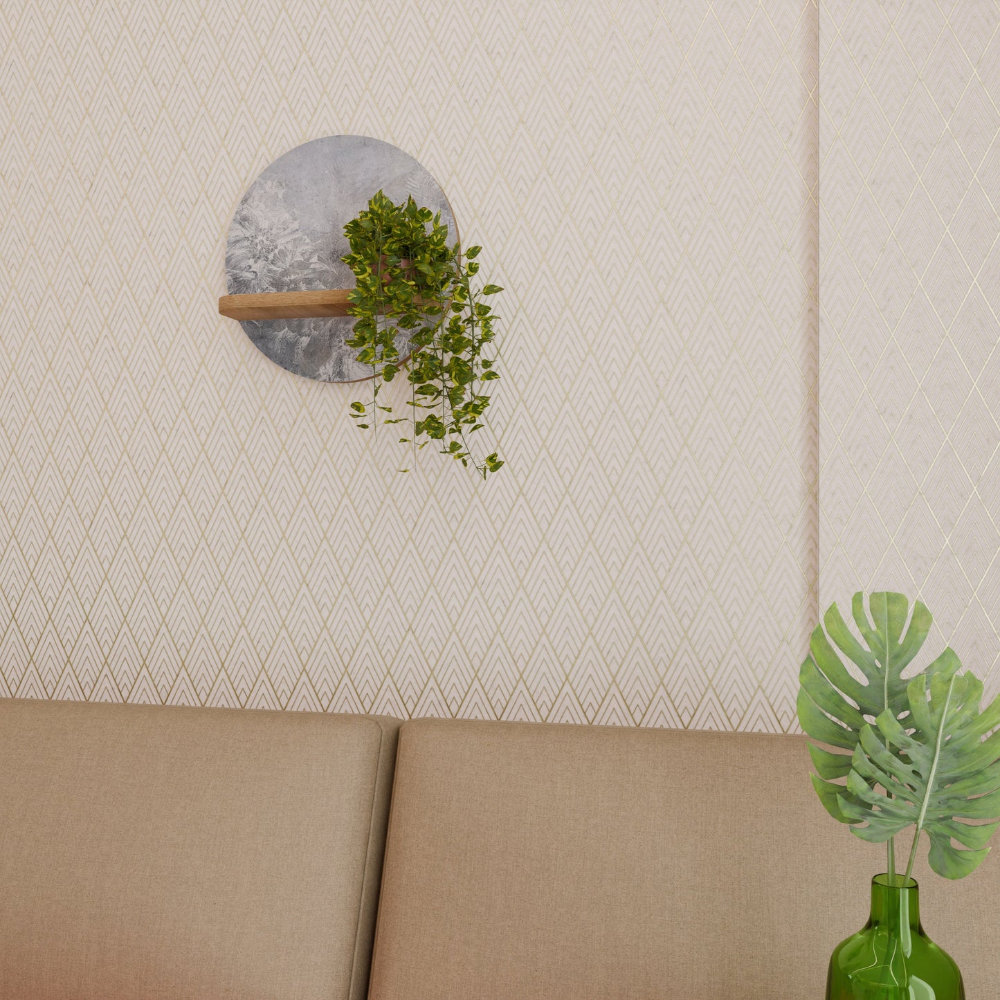 WHITE WHISPER Mensola rotonda per arte in effetto rovere