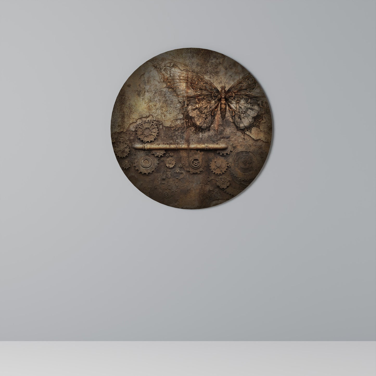 MECHANICAL BUTTERFLY Round Wall Art