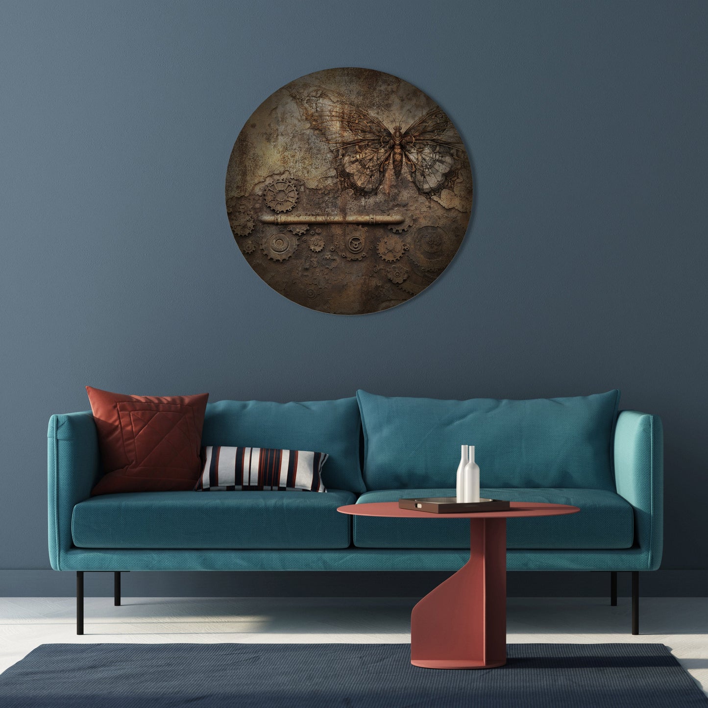 MECHANICAL BUTTERFLY Round Wall Art