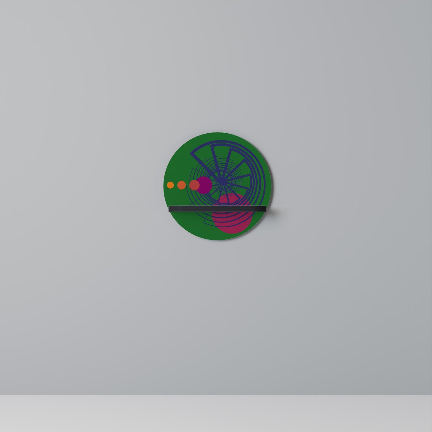 VIVID COLORWHEEL Round Art Shelf In Black Finish