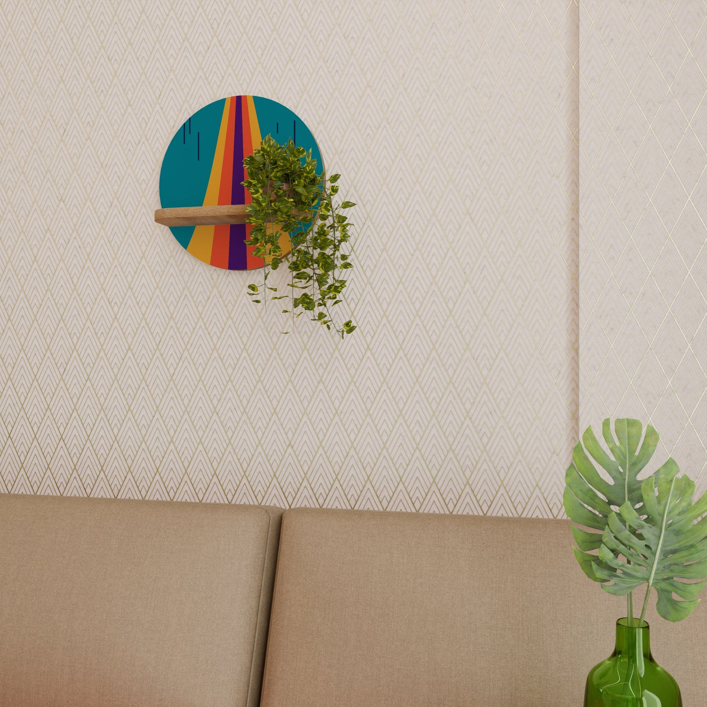 Mensola rotonda CHROMATIC DREAMSCAPE in effetto rovere