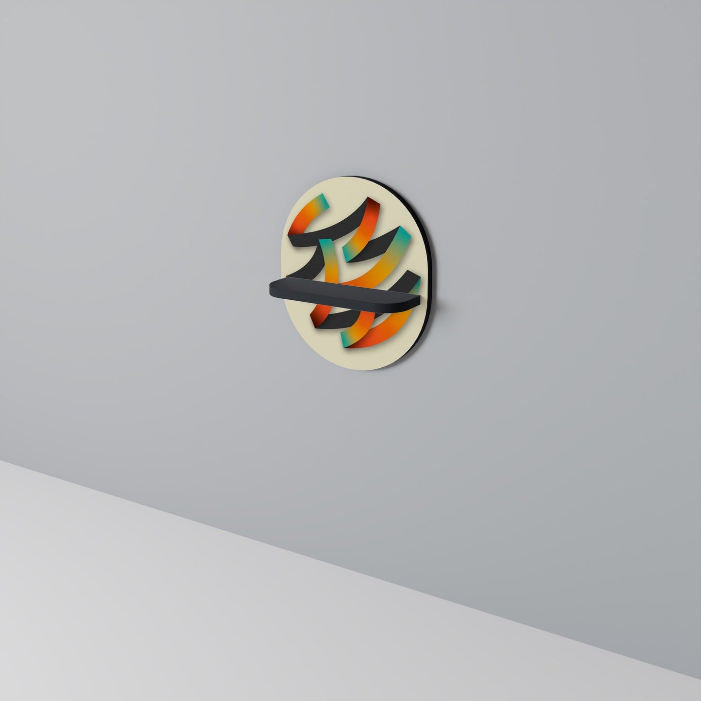 RIBBON REVERIE Mensola ovale per opere d'arte in finitura nera