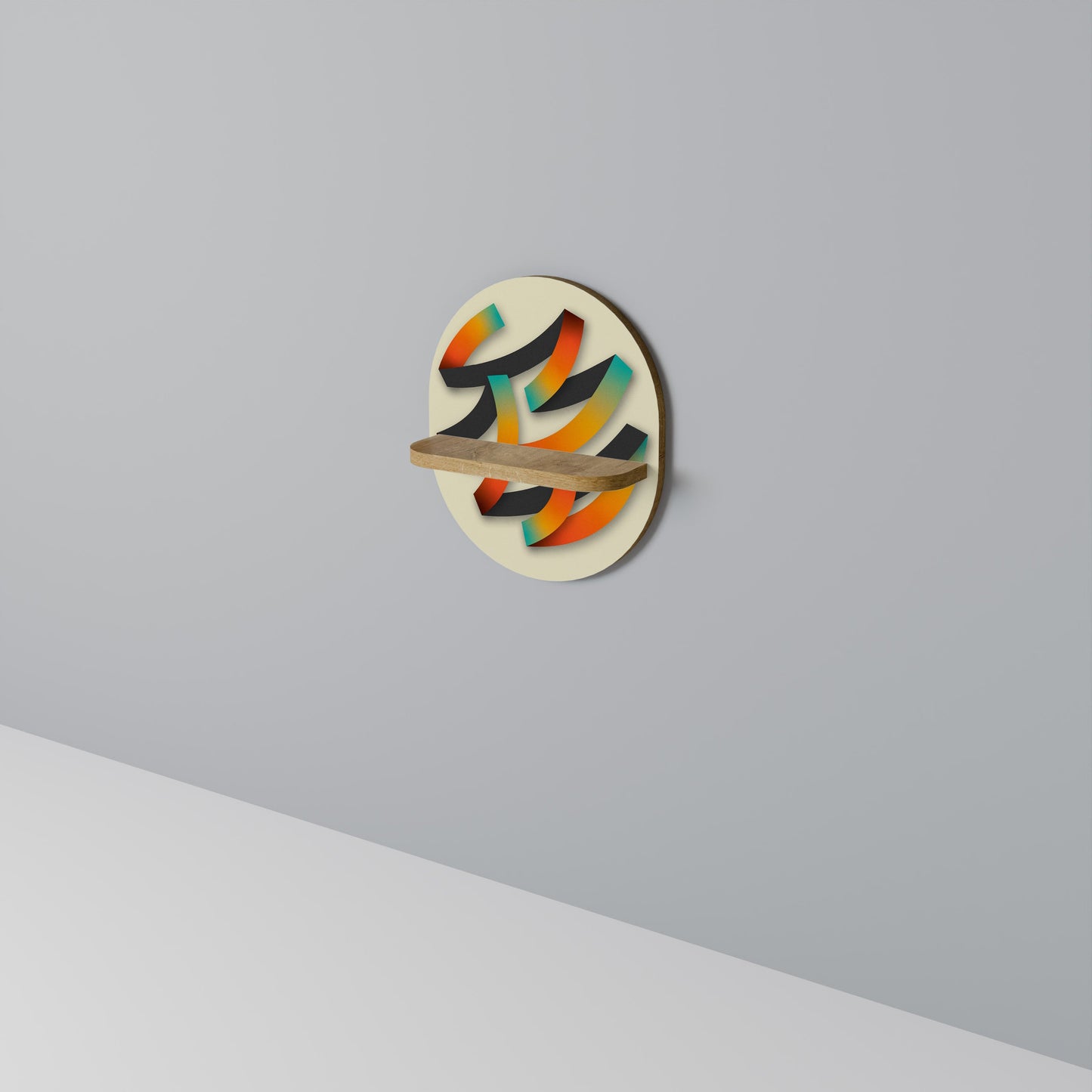 RIBBON REVERIE Mensola ovale per opere d'arte in effetto rovere