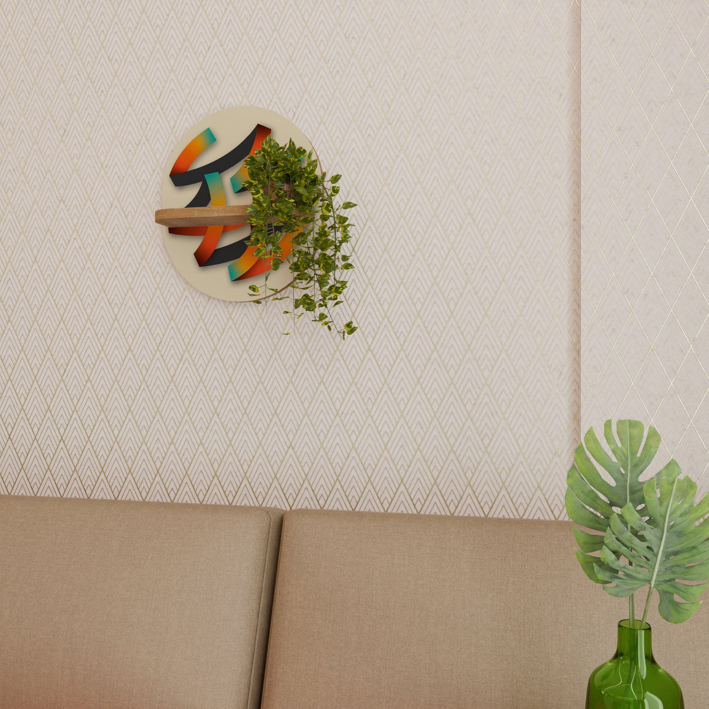 RIBBON REVERIE Mensola ovale per opere d'arte in effetto rovere