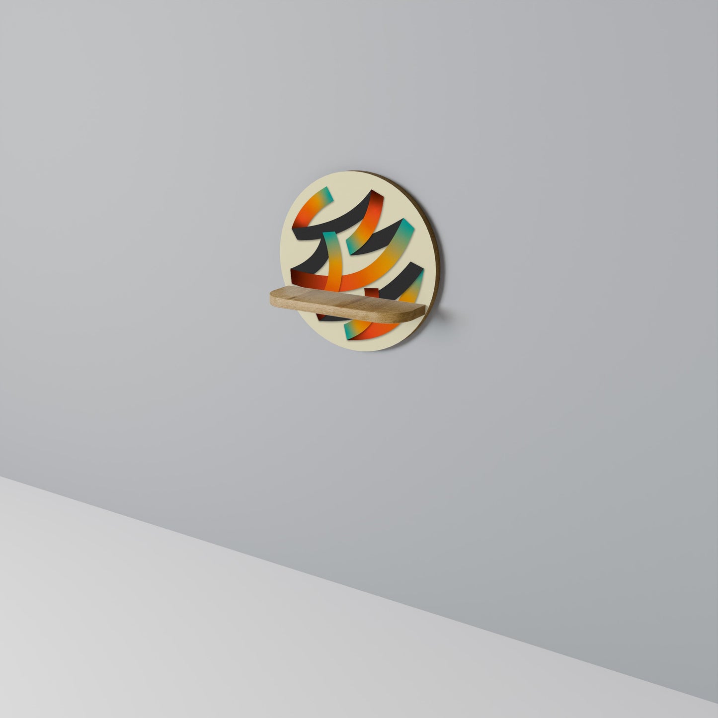 RIBBON REVERIE Mensola rotonda per arte in effetto rovere