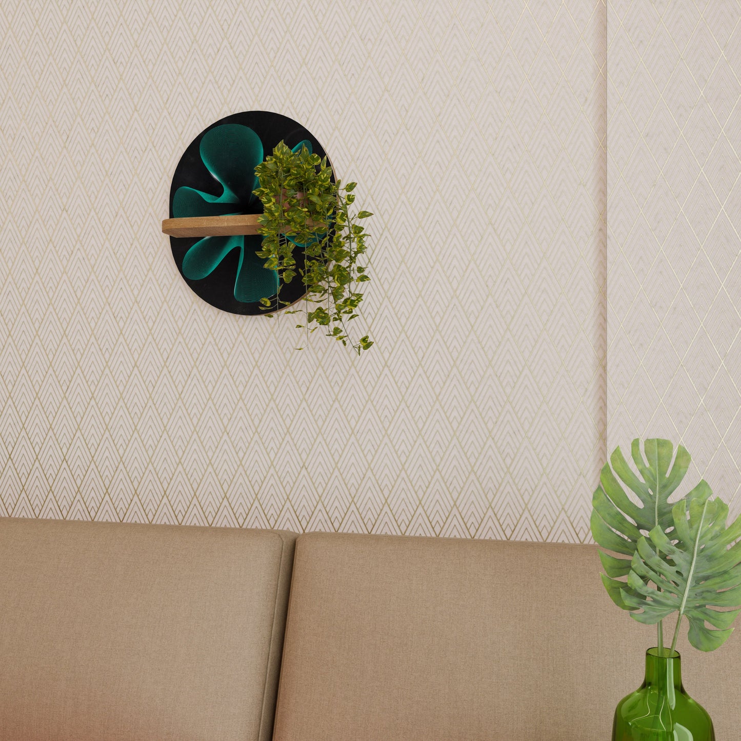 Mensola ovale ELECTRIC ILLUSION in effetto rovere