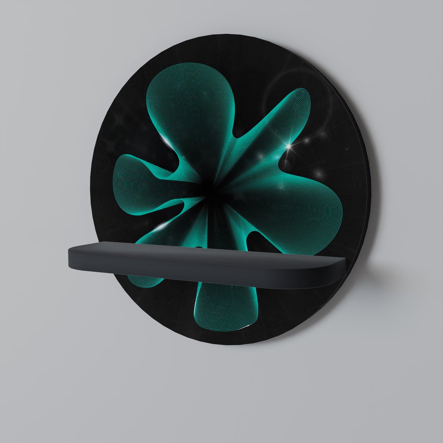 ELECTRIC ILLUSION Round Art Shelf In Black Finish