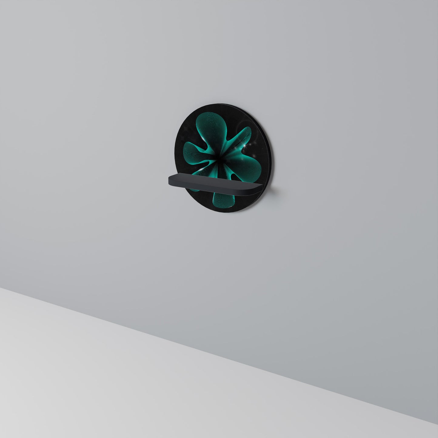ELECTRIC ILLUSION Round Art Shelf In Black Finish