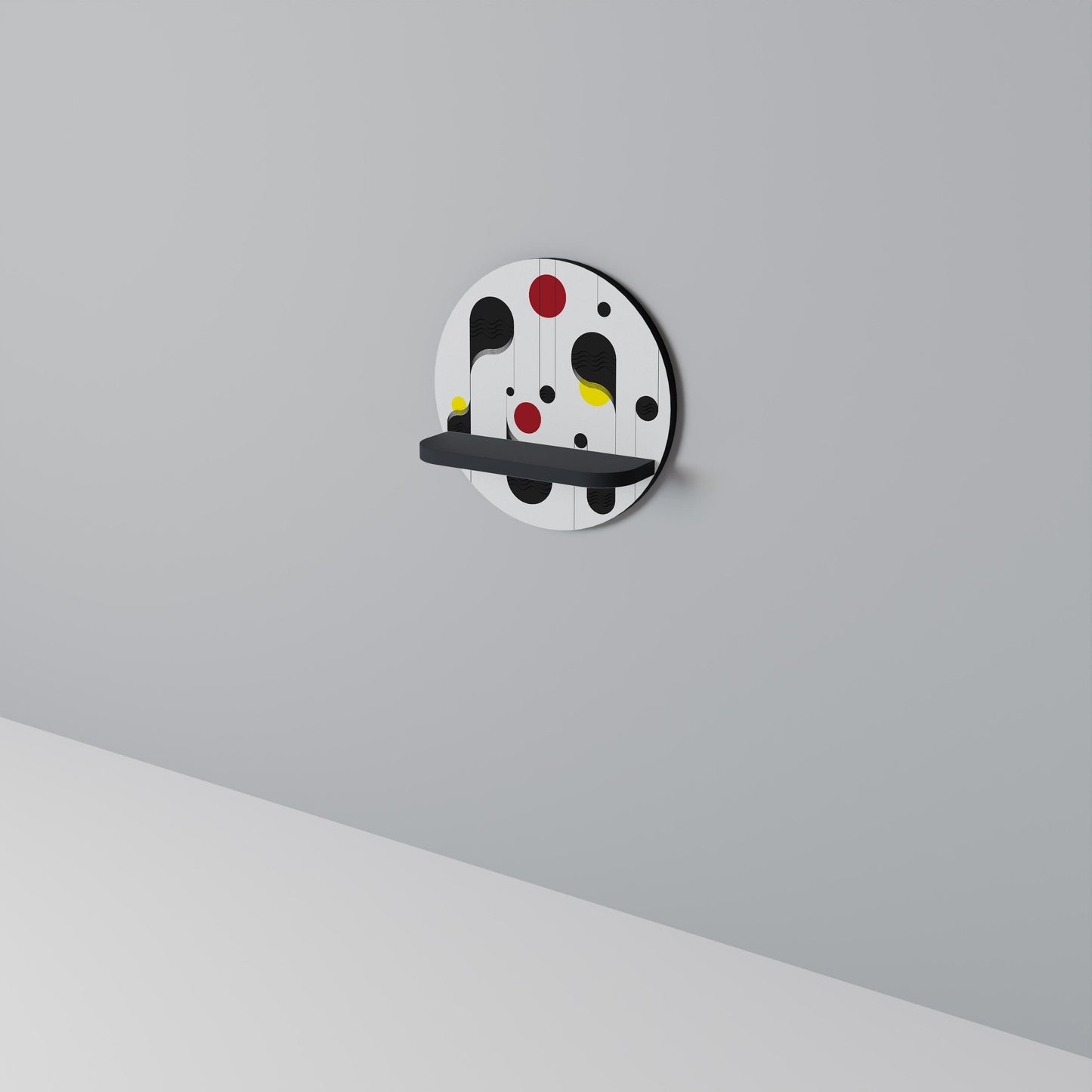 DOT-TO-DOT LULLABY Round Art Shelf In Black Finish