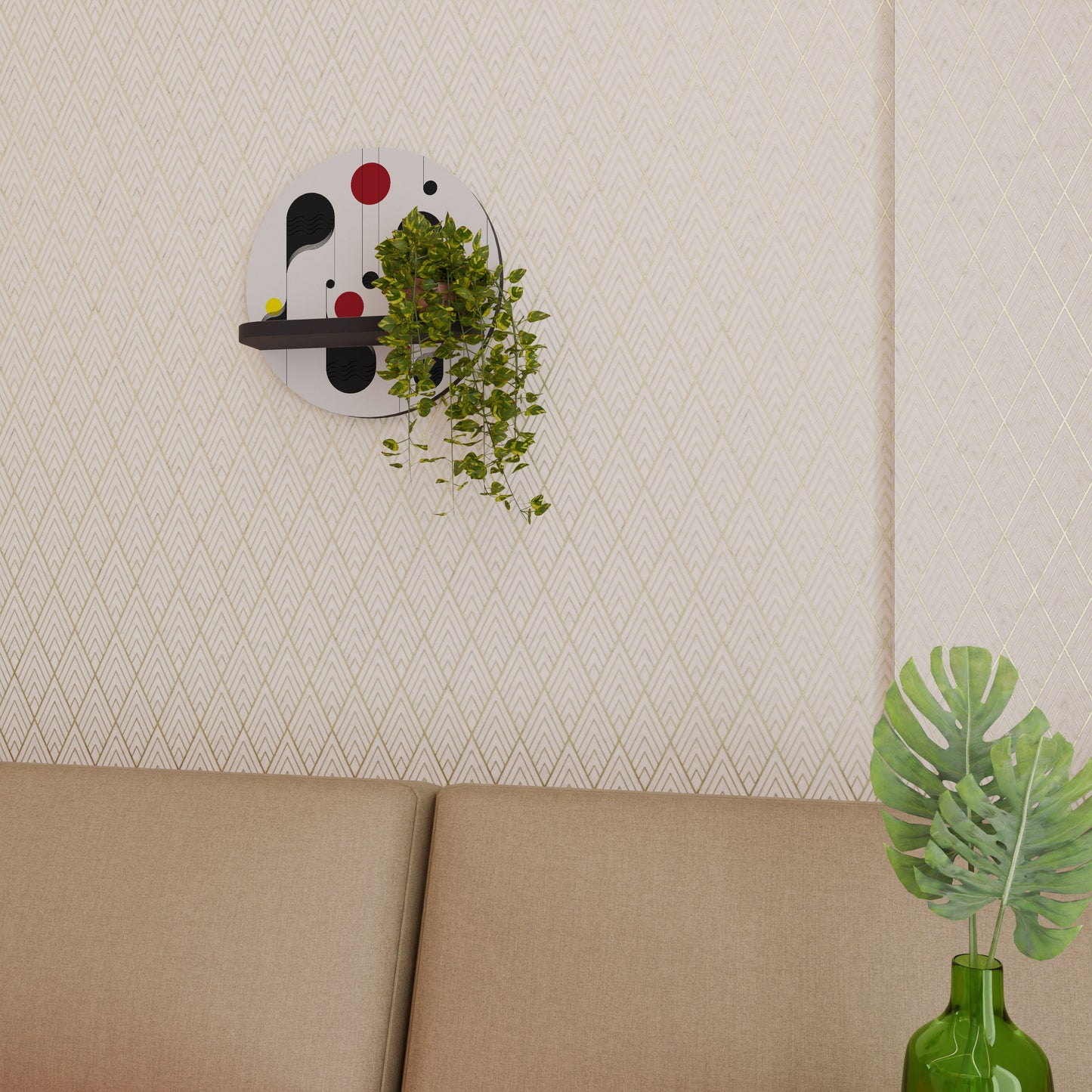 DOT-TO-DOT LULLABY Round Art Shelf In Black Finish