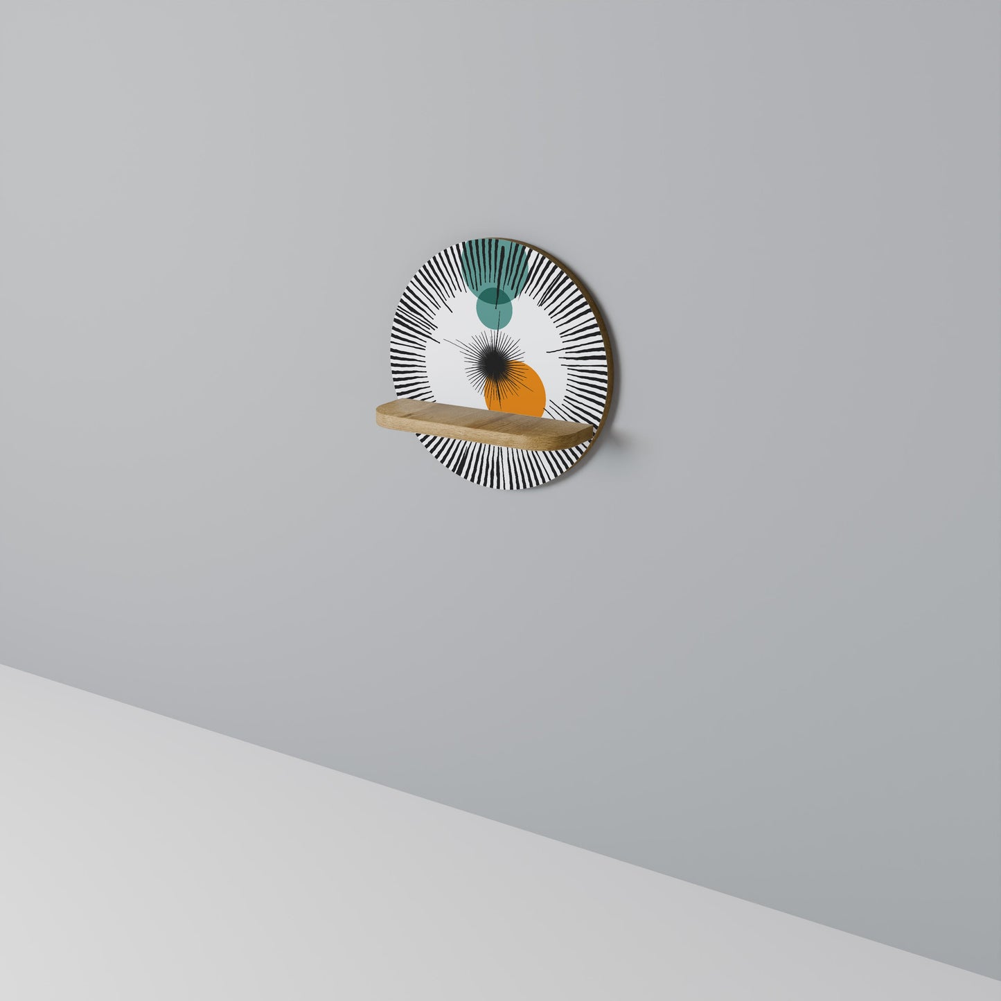 CHROMALINE CREATION Mensola rotonda per opere d'arte in effetto rovere