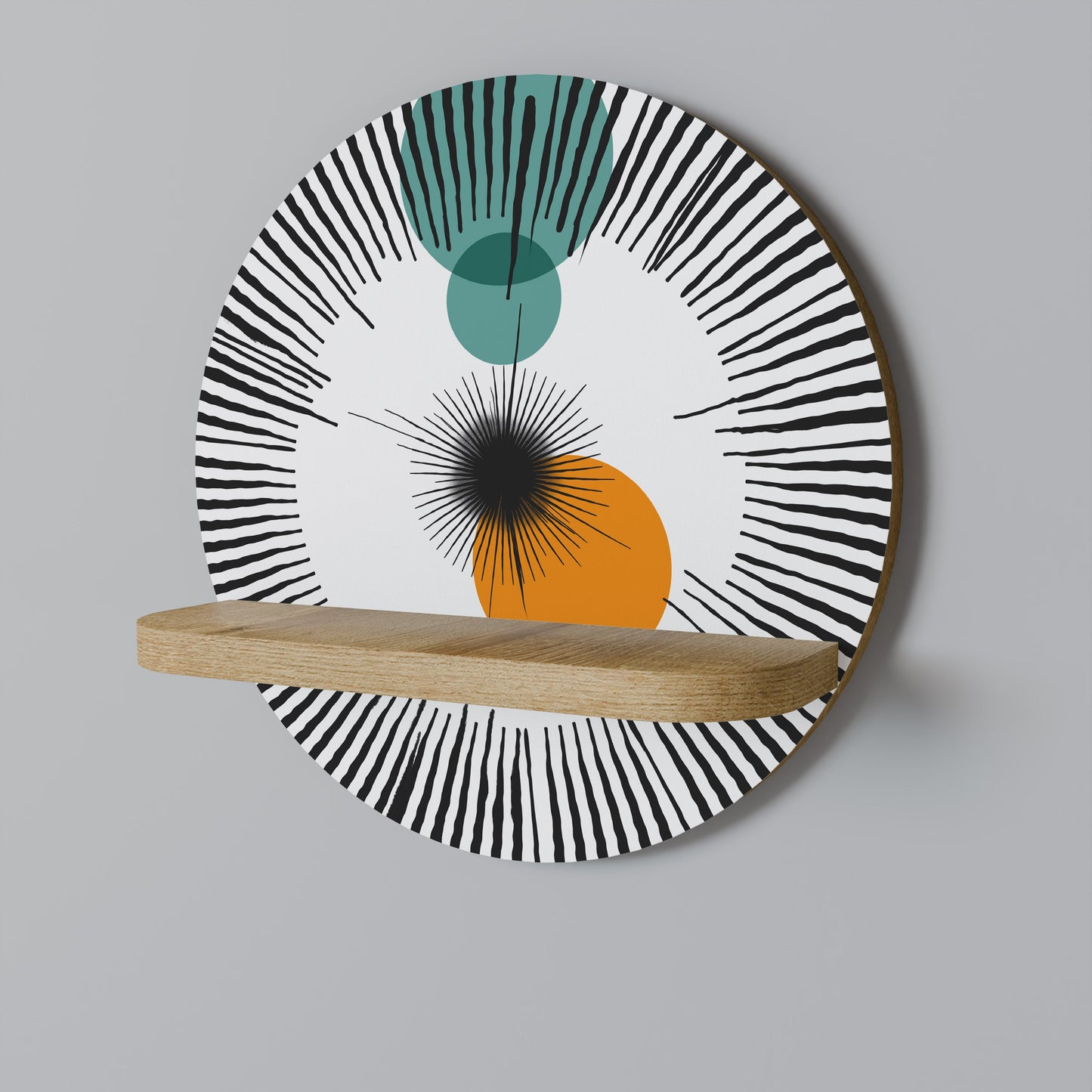 CHROMALINE CREATION Mensola rotonda per opere d'arte in effetto rovere