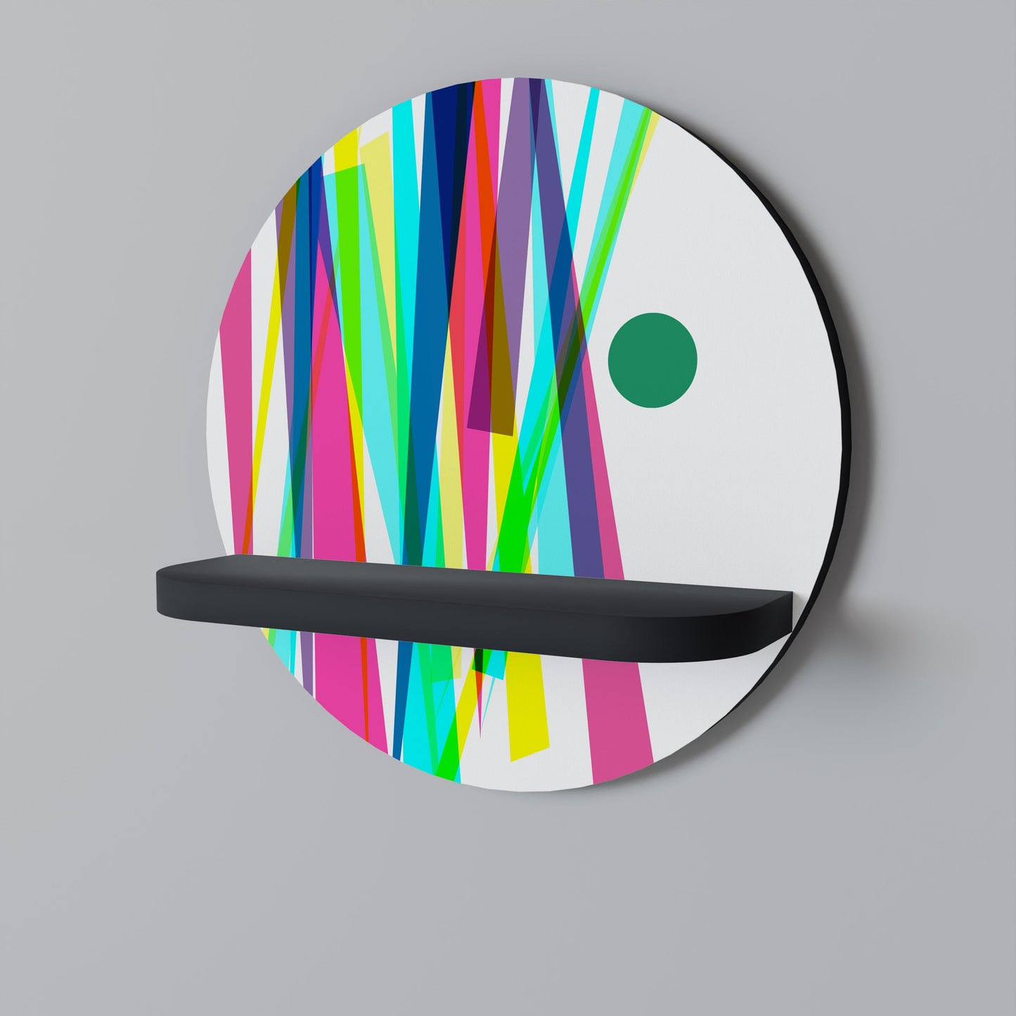 Mensola rotonda WHIMSY NEON in finitura nera