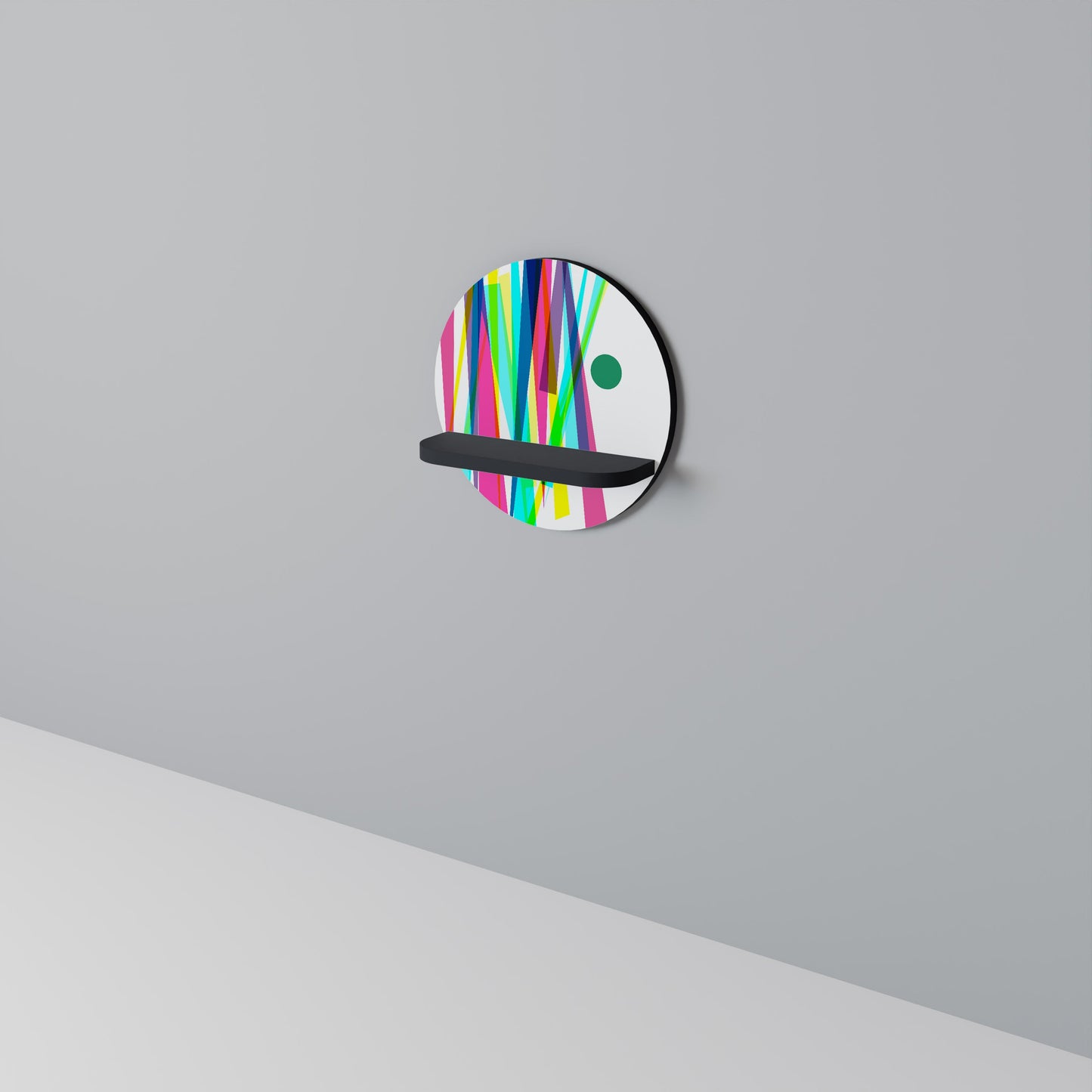 Mensola rotonda WHIMSY NEON in finitura nera