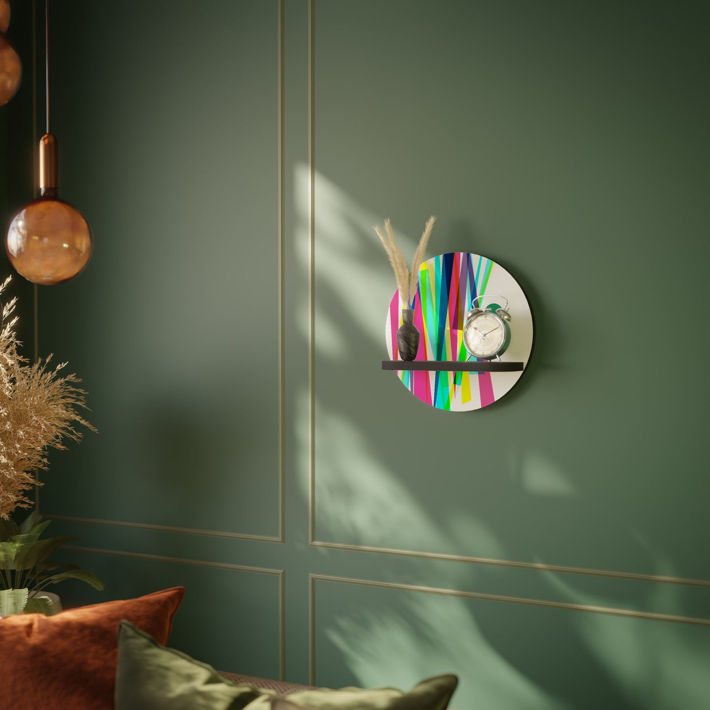 Mensola rotonda WHIMSY NEON in finitura nera