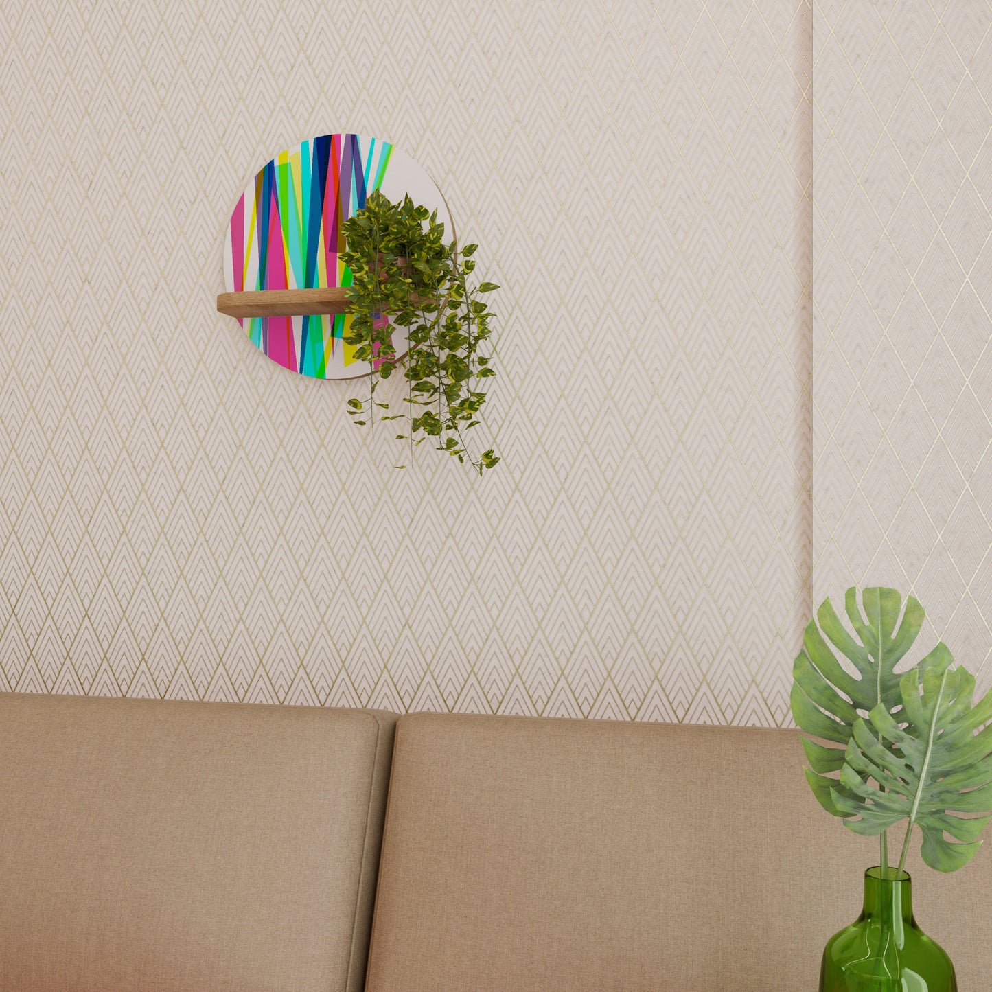 Mensola rotonda WHIMSY NEON effetto rovere