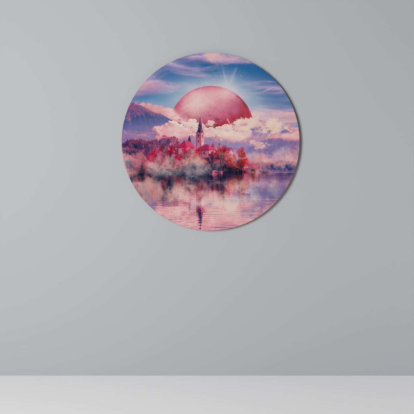 MARS OVER THE BLED LAKE Round Wall Art
