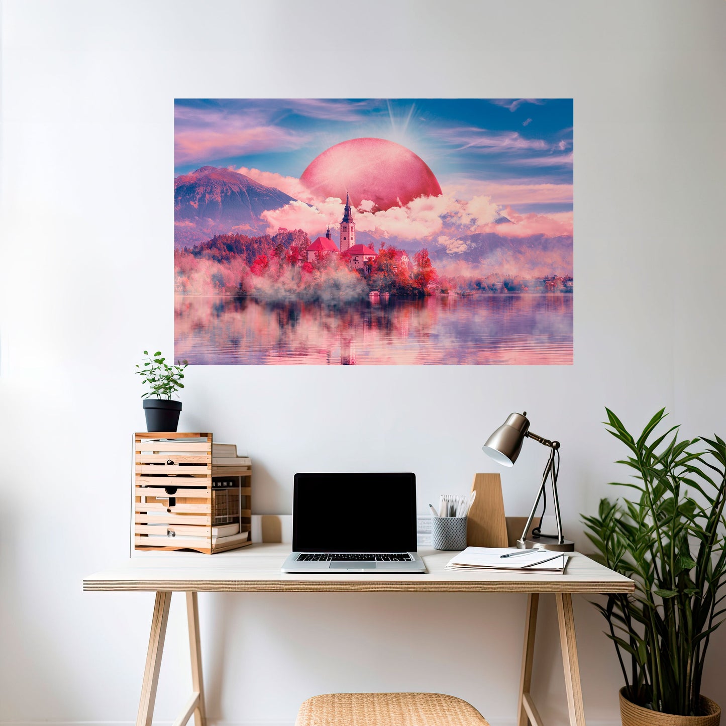 MARTE SOPRA IL LAGO DI BLED Poster orizzontale staccabile e attaccabile