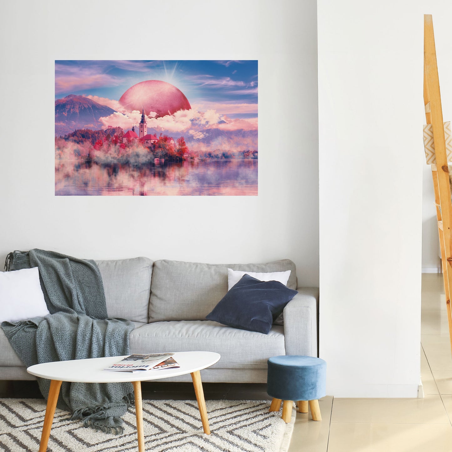 MARTE SOPRA IL LAGO DI BLED Poster orizzontale staccabile e attaccabile