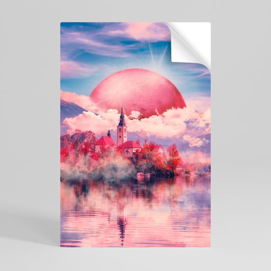 MARTE SOPRA IL LAGO DI BLED Poster verticale staccabile e attaccabile