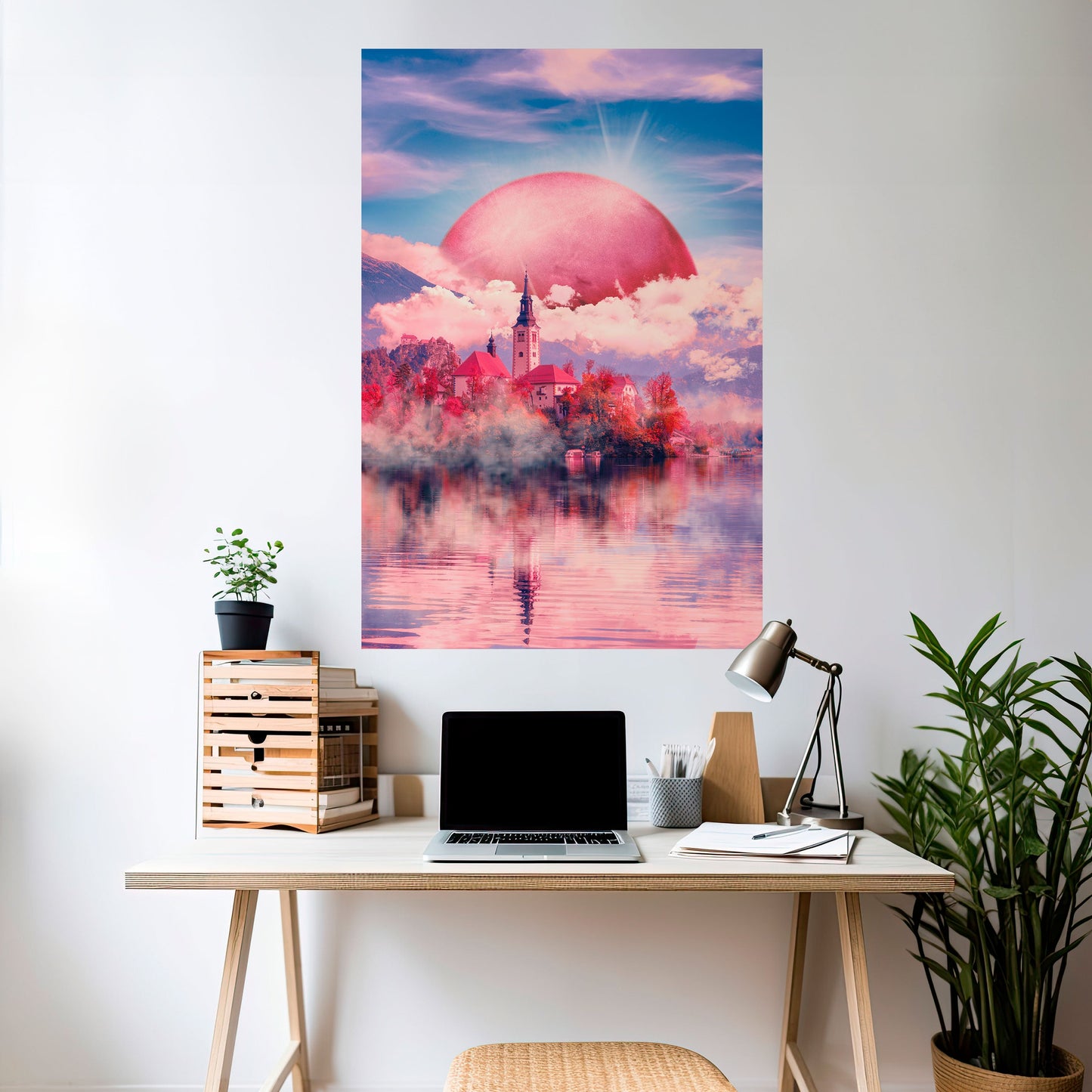MARTE SOPRA IL LAGO DI BLED Poster verticale staccabile e attaccabile