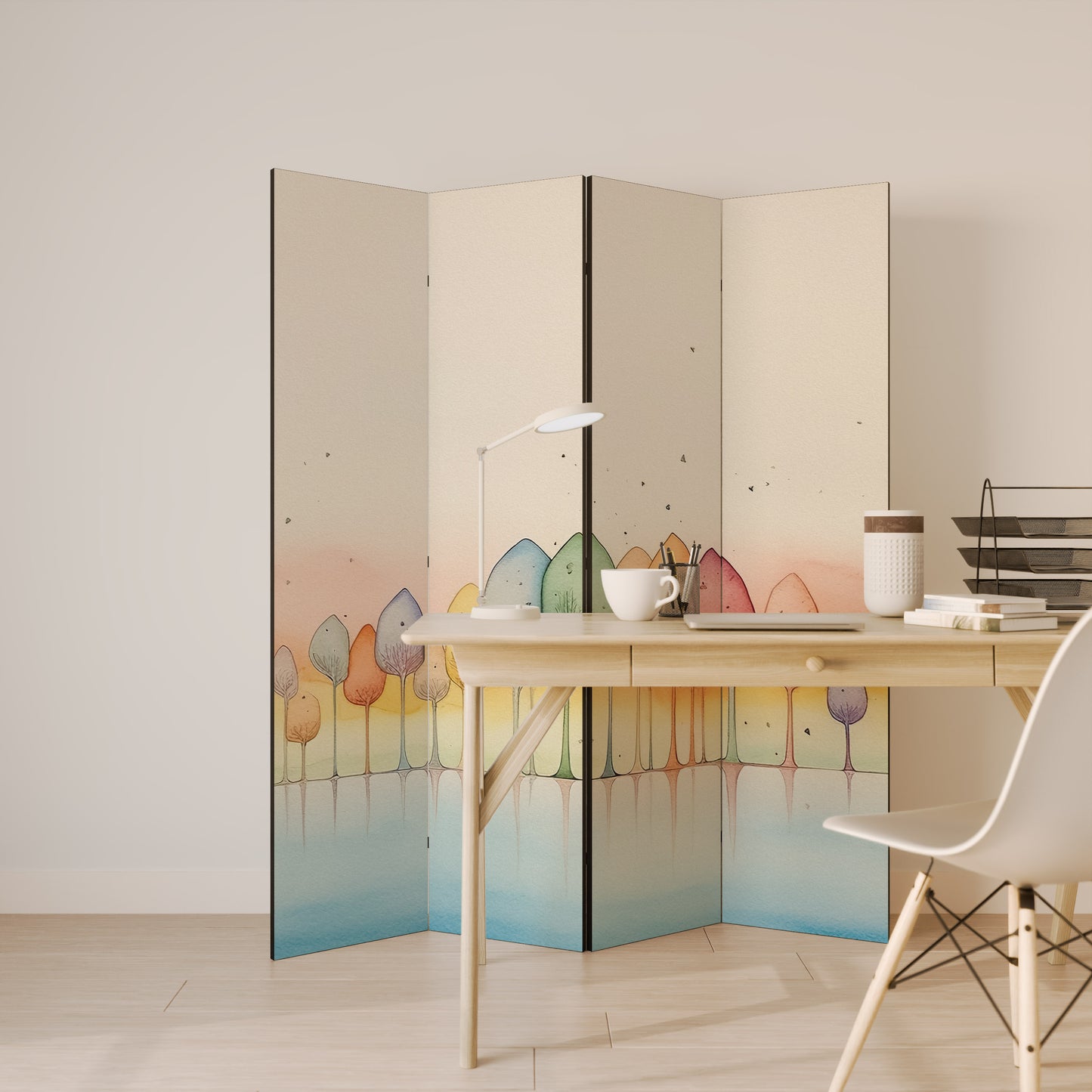 Divisorio decorativo per ambienti a 4 pannelli COLORFUL OASIS