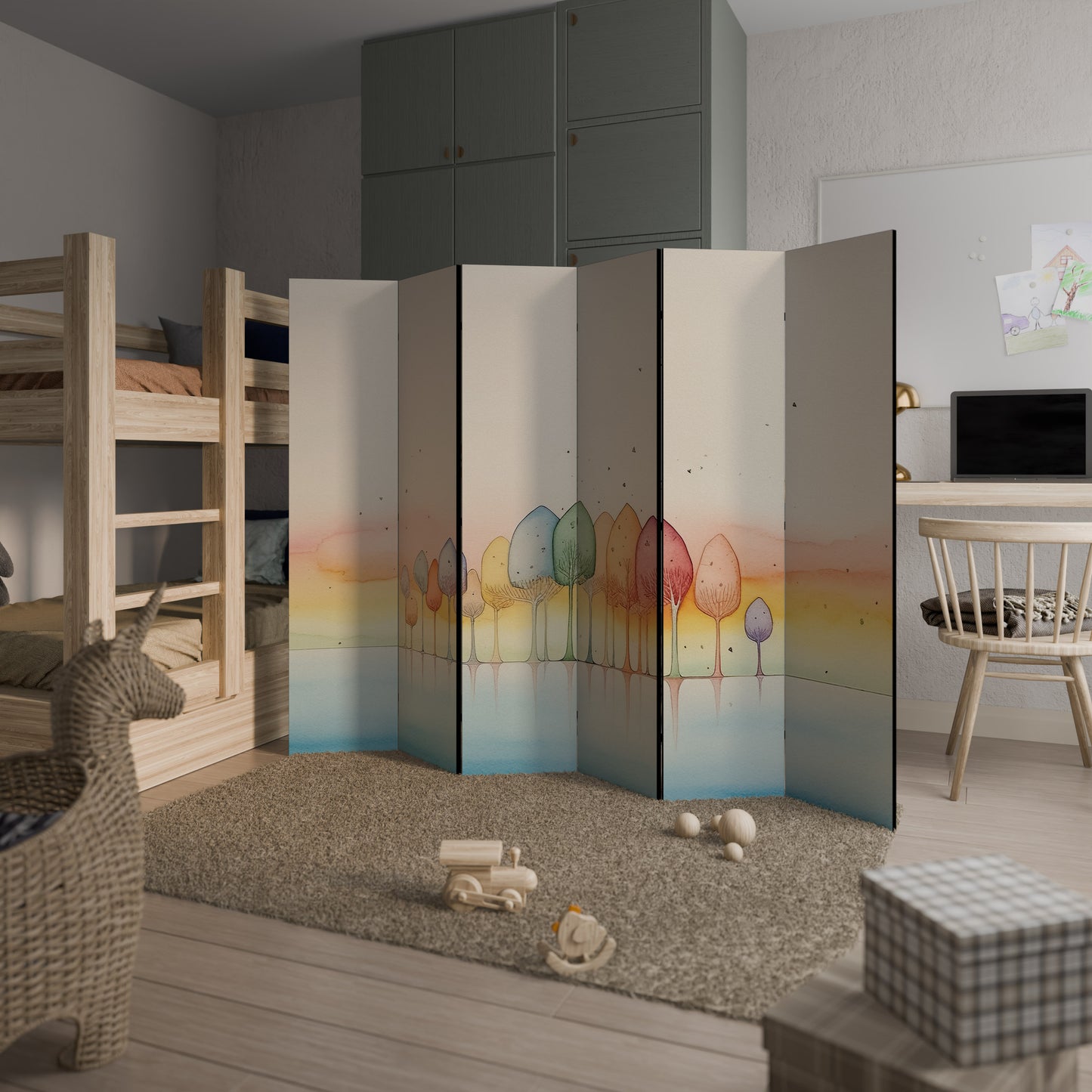 Divisorio decorativo per ambienti a 6 pannelli COLORFUL OASIS