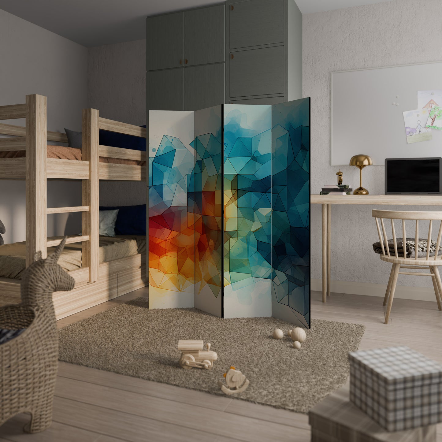 SFACCETTATURE VIBRANTI UNISCONO Divisorio decorativo per ambienti a 4 pannelli