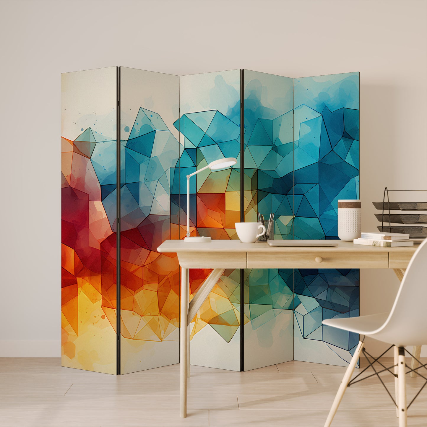 VIBRANT FACETS UNITE - Divisorio decorativo per ambienti a 5 pannelli