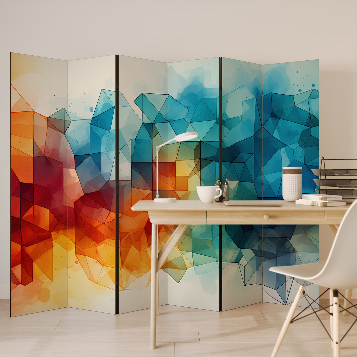 VIBRANT FACETS UNITE - Divisorio decorativo per ambienti a 6 pannelli