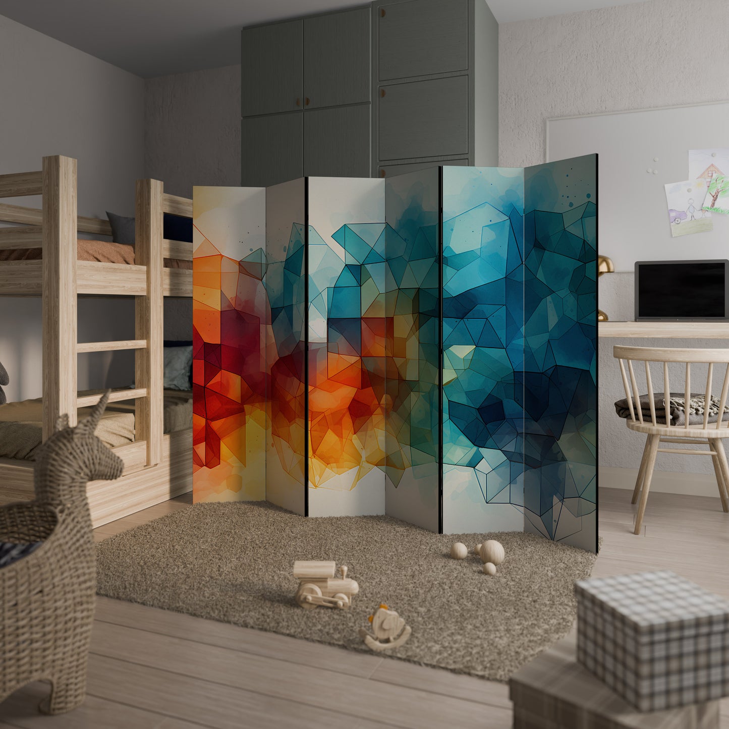 VIBRANT FACETS UNITE - Divisorio decorativo per ambienti a 6 pannelli