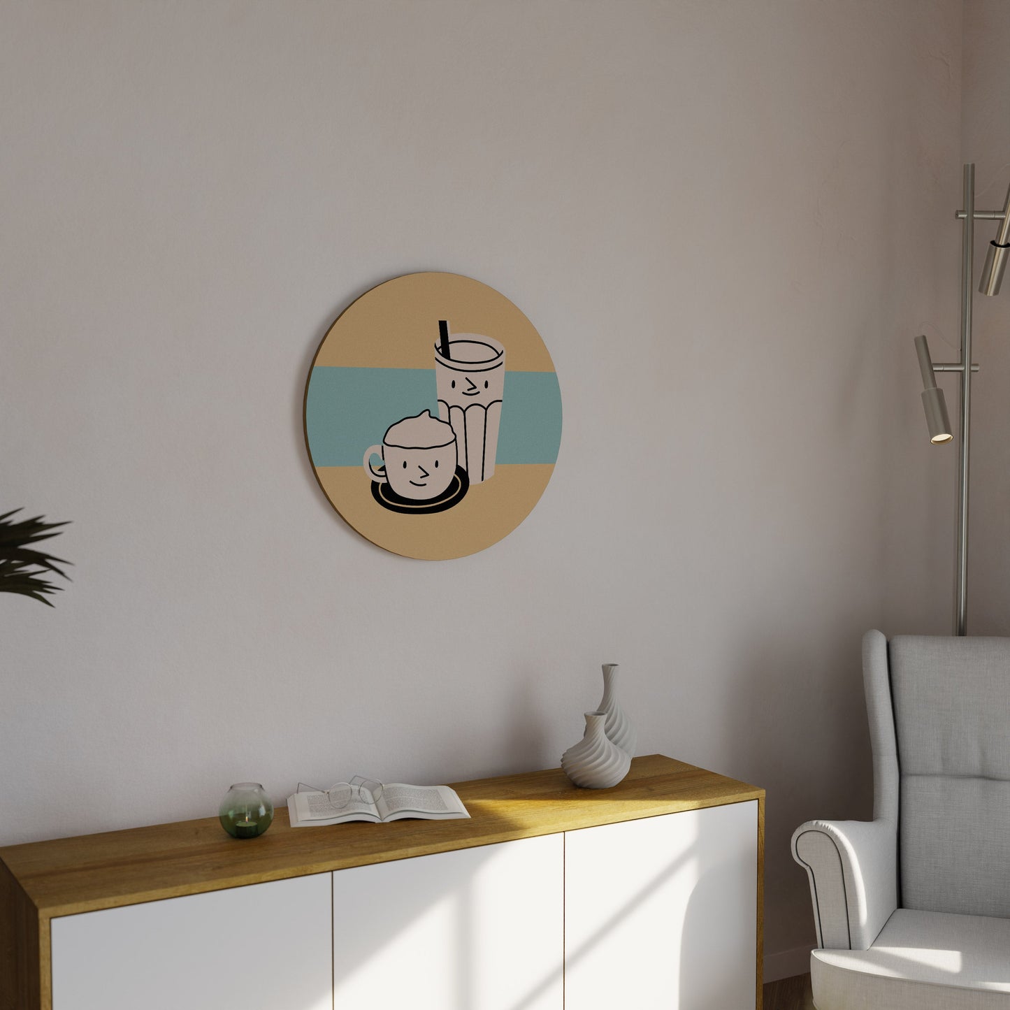 COFFEE PLEASURES Round Wall Art