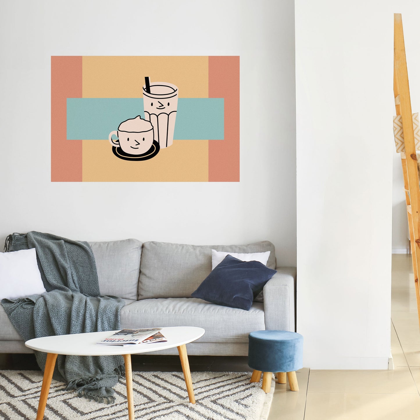 Poster orizzontale staccabile e attaccabile "COFFEE PLEASURES"