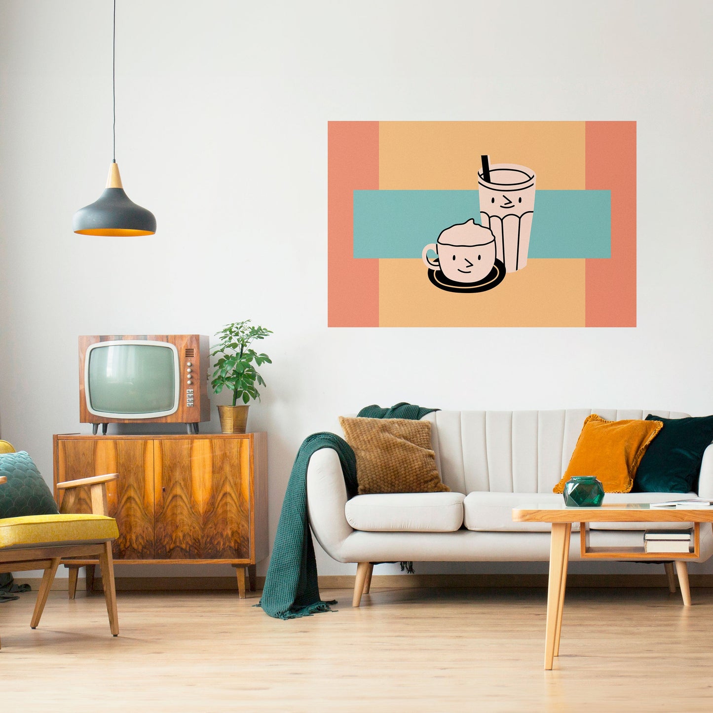 Poster orizzontale staccabile e attaccabile "COFFEE PLEASURES"