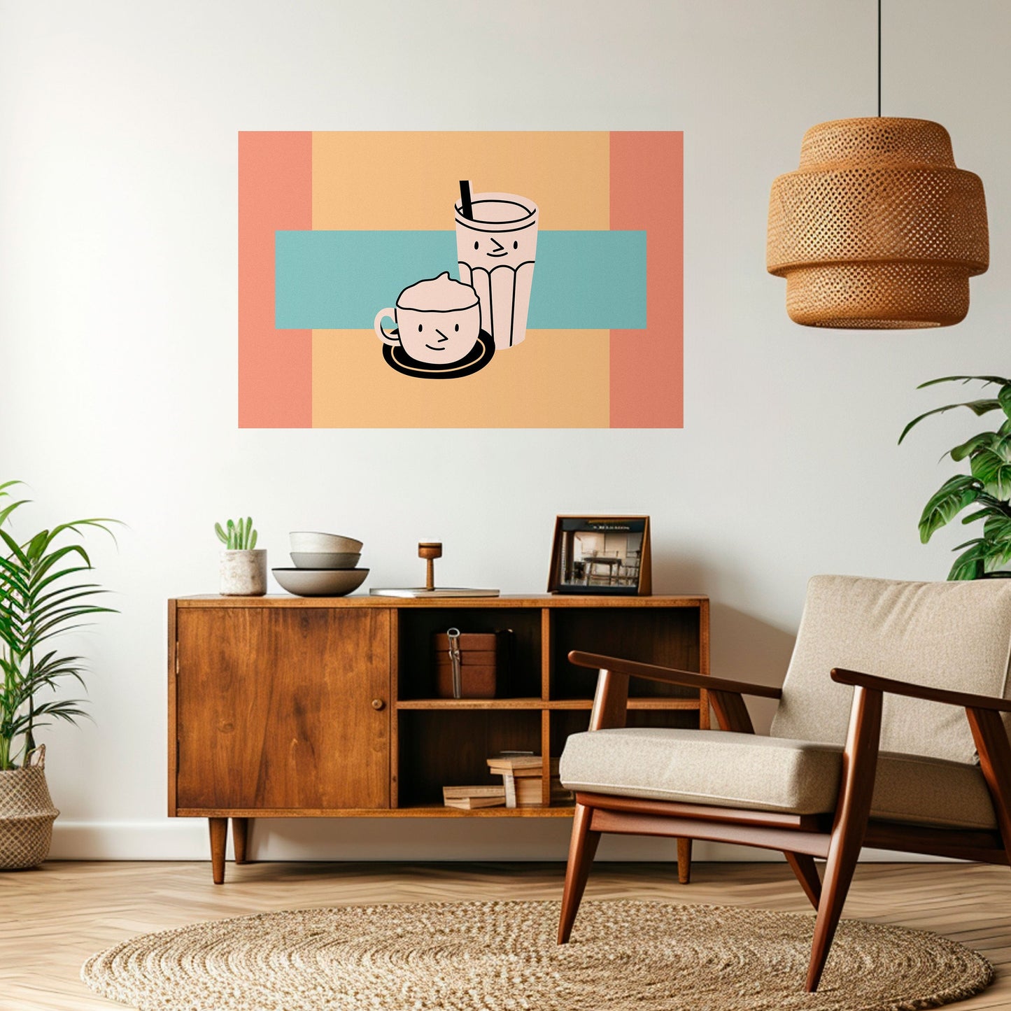 Poster orizzontale staccabile e attaccabile "COFFEE PLEASURES"