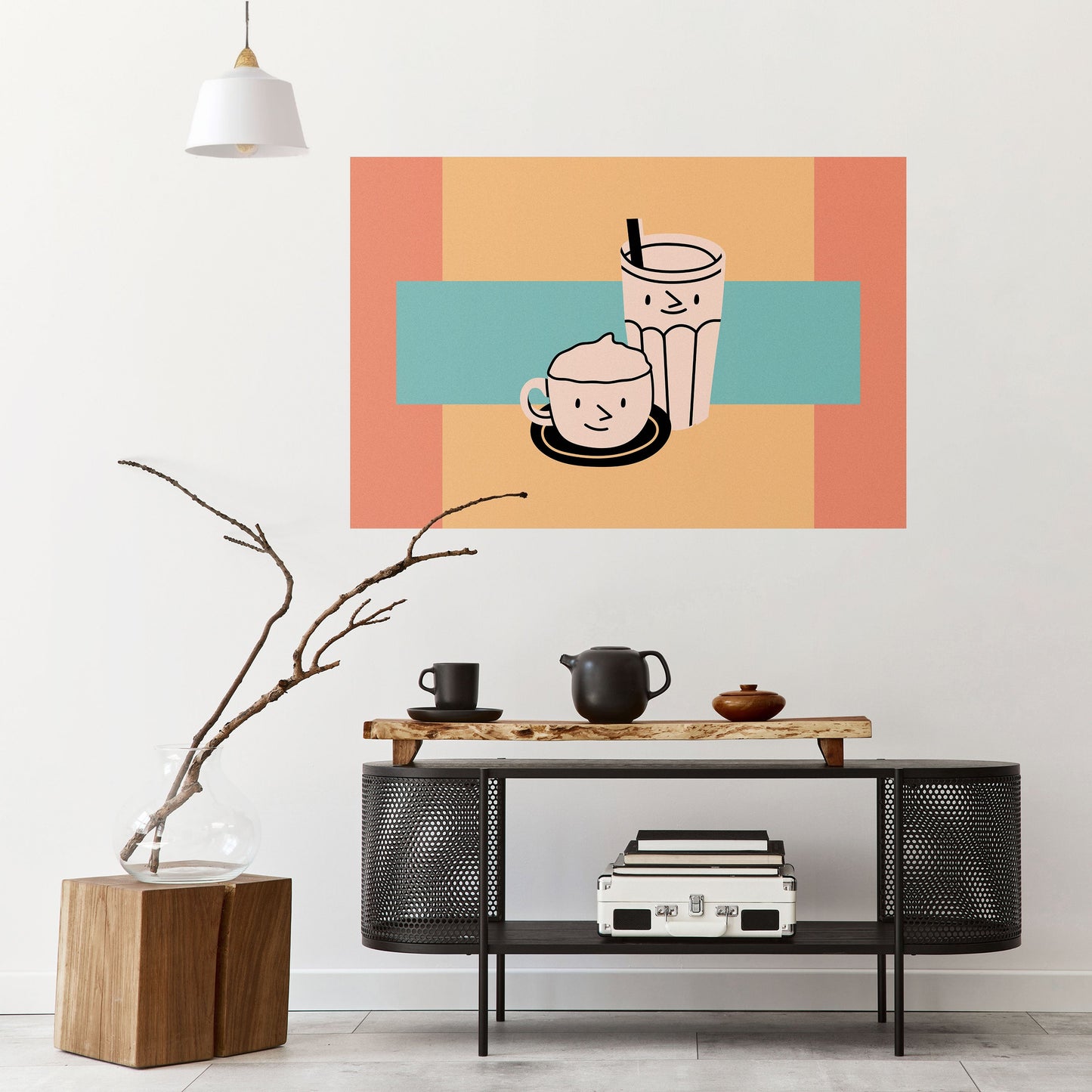 Poster orizzontale staccabile e attaccabile "COFFEE PLEASURES"
