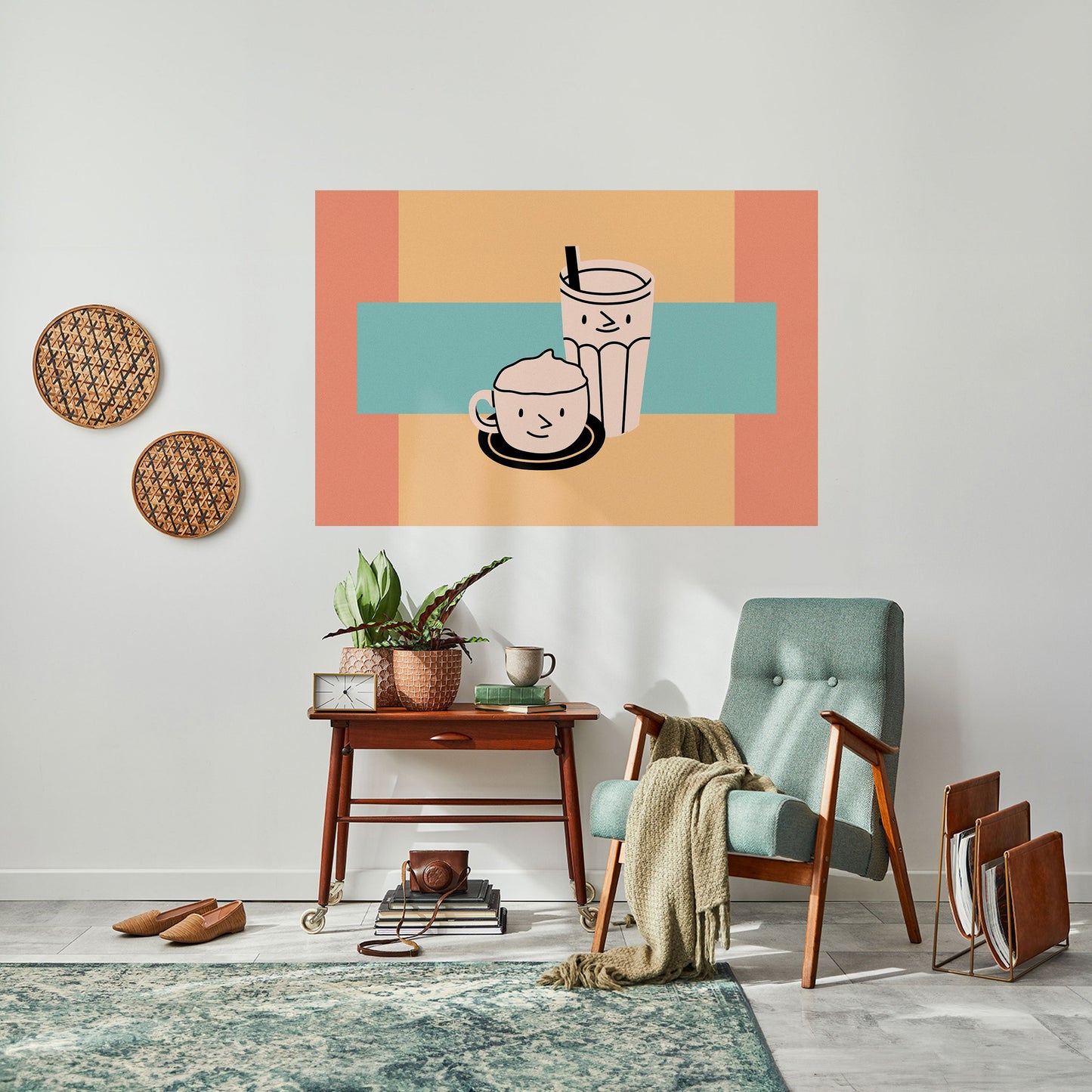 Poster orizzontale staccabile e attaccabile "COFFEE PLEASURES"